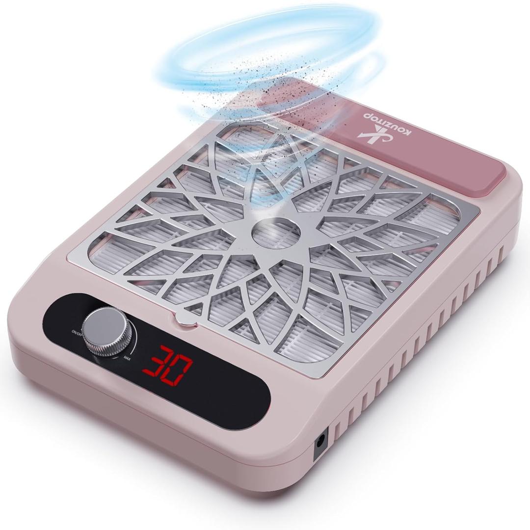 Nail Dust Collector for Nail Techs, Compact & Quiet Nail Vacuum dust Collector with Reusable Filter, Powerful Nail Fan Nail Tech Must Haves for Gel Polish, Pedicures, Salon & Home Use (Light Pink)