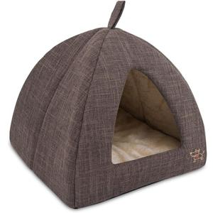 Pet Tent-Soft Bed for Dog and Cat by Best Pet Supplies - Brown Linen, 19" x 19" x H:19"