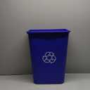 Amazon Basics Trash Can, Rectangular Commercial Office Wastebasket, Recycle Logo, 10 Gallon (Pack of 1), Blue