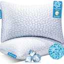QUTOOL Cooling Pillow for Sleeping, CertiPUR-US Shredded Memory Foam Queen Pillows Set of 1, Cool Pillow for Hot Sleepers Adjustable Firm Pillow for Side, Back, Stomach Sleepers Soft Yet Support,White
