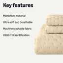 Amazon Basics Brushed Microfiber Quilt Set, Extra Soft with Natural Texture, 3-Piece, King, Beige