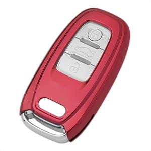 TANGSEN Smart Key Fob Case Red Metal Luster TPU Protective Cover Compatible with Audi A4 A5 A6 A7 A8 W12 Q5 Hybrid R8 RS5 RS7 S4 S5 S6 S7 S8 SQ5 3 4 Button Keyless Entry Remote Control Accessories