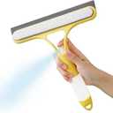 FZHZVVZPY 3 in 1 Window Cleaning Scraper, Window Squeegee with Sprayer, Window Cleaning Scraper for Windows, Walls, Car Windshields, Bathrooms, Kitchens, All-Purpose Window Cleaner Tool (Yellow) Pack of 2