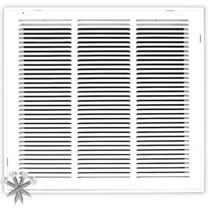 18x22 Return Air Vent Cover Grille for Wall or Ceiling Duct Opening - 1" Filter Compatible - Flat Stamped Face Air Filter Grill by HVAC Premium - White - Overall Size: 20.5" x 24.5"