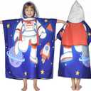 Space Hooded Towels for Kids, with Backpack, Kids Beach Towel 30"x 25" for 3-10 Years, Space Gifts for Boys Girls, Toddler Swim Cover Up & Bath Robe for Beach Pool, Soft Microfiber