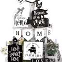 Set of 11 Farmhouse Tiered Tray Decor Rustic Home Tiered Tray Decorations Set Home Wooden Signs Vintage Farm Animal Farmhouse Tabletop Wood Signs for Kitchen Table Shelf Decor
