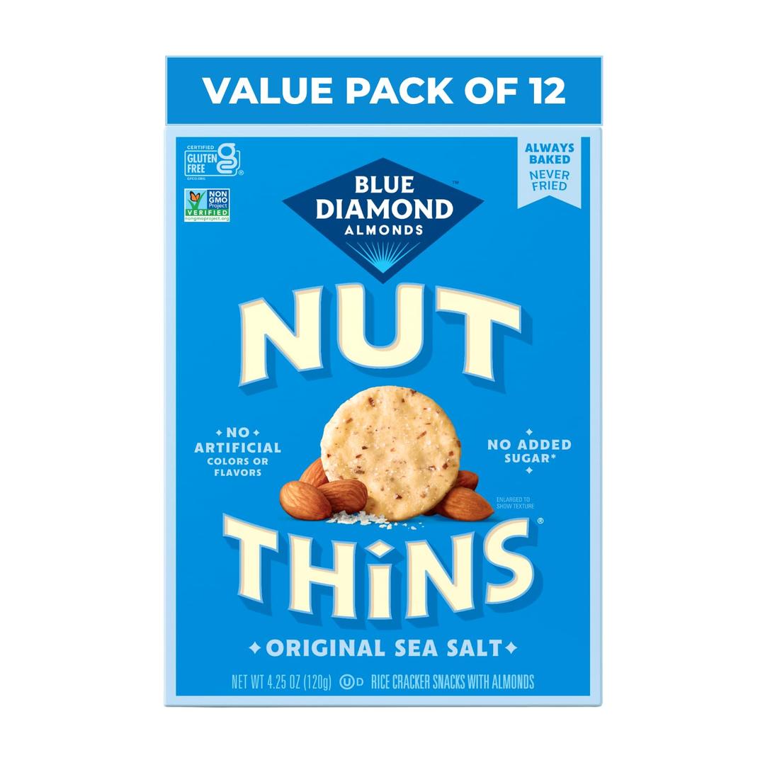 Blue Diamond Almonds, Gluten Free Cracker Crisps, Original Almond Flavored perfect for Snacking and Healthy Options, 4.25 oz BB 6/17/26