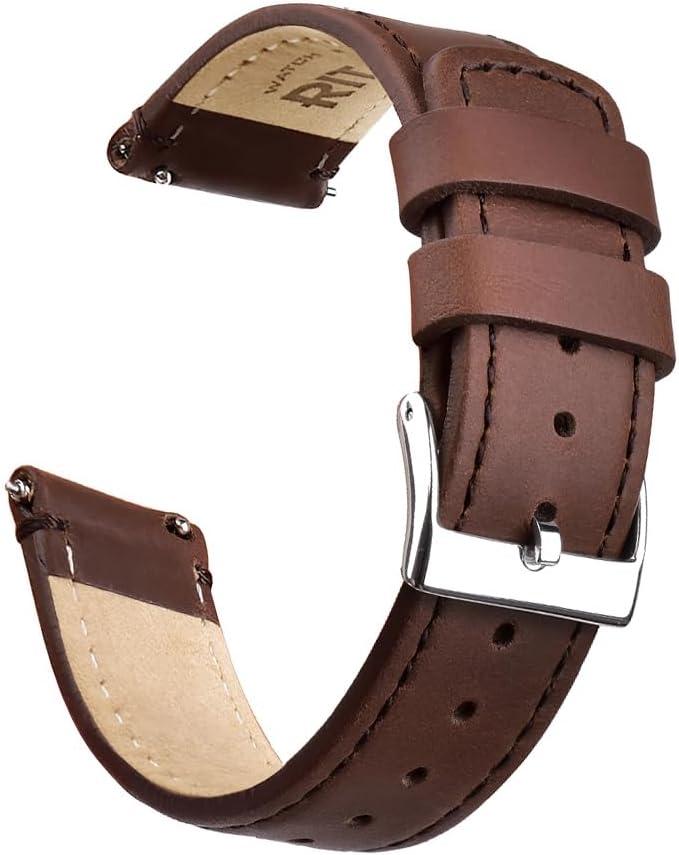 Ritche Christmas Gift Quick Release Leather Watch Band Leather Watch Strap 18mm 19mm 20mm 21mm 22mm 23mm or 24mm for Men and Women, White Elephant Gifts, Stocking Stuffers For Men