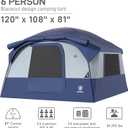 EVER ADVANCED Blackout Design 6 Person Camping Tent with 80 sq.ft Massive Vestibule, Large Mesh Screen Room, 81in Tall Expanded Headroom, Blackout Coating, 4000mm Water-Resistant Compact Orange