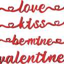 12 Pcs Red Valentine's Day Tabletop Wood Cutouts with Love Kiss Valentine Be Mine Sign Wooden Plate Letter Sign Decor for Valentine's Day Christmas Party Favor Decoration (Red)