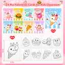 Valentines Day Cards for Kids School - 24 Packs Heart Watercolor Paint Sets with Dessert Food Cards, Valentines Day Gifts for Kids Classroom Prize Exchange, Valentine Art Party Favors for Boys Girls