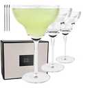 PURE MORA Margarita Glasses Set of 3, 12 oz Modern Bar Glass for Martini, Frozen Daiquiri, Tropical Summer Parties - Classic Coupe Cocktail Drinkware, Great Gift for Mixologists, Hand Blown Crystal