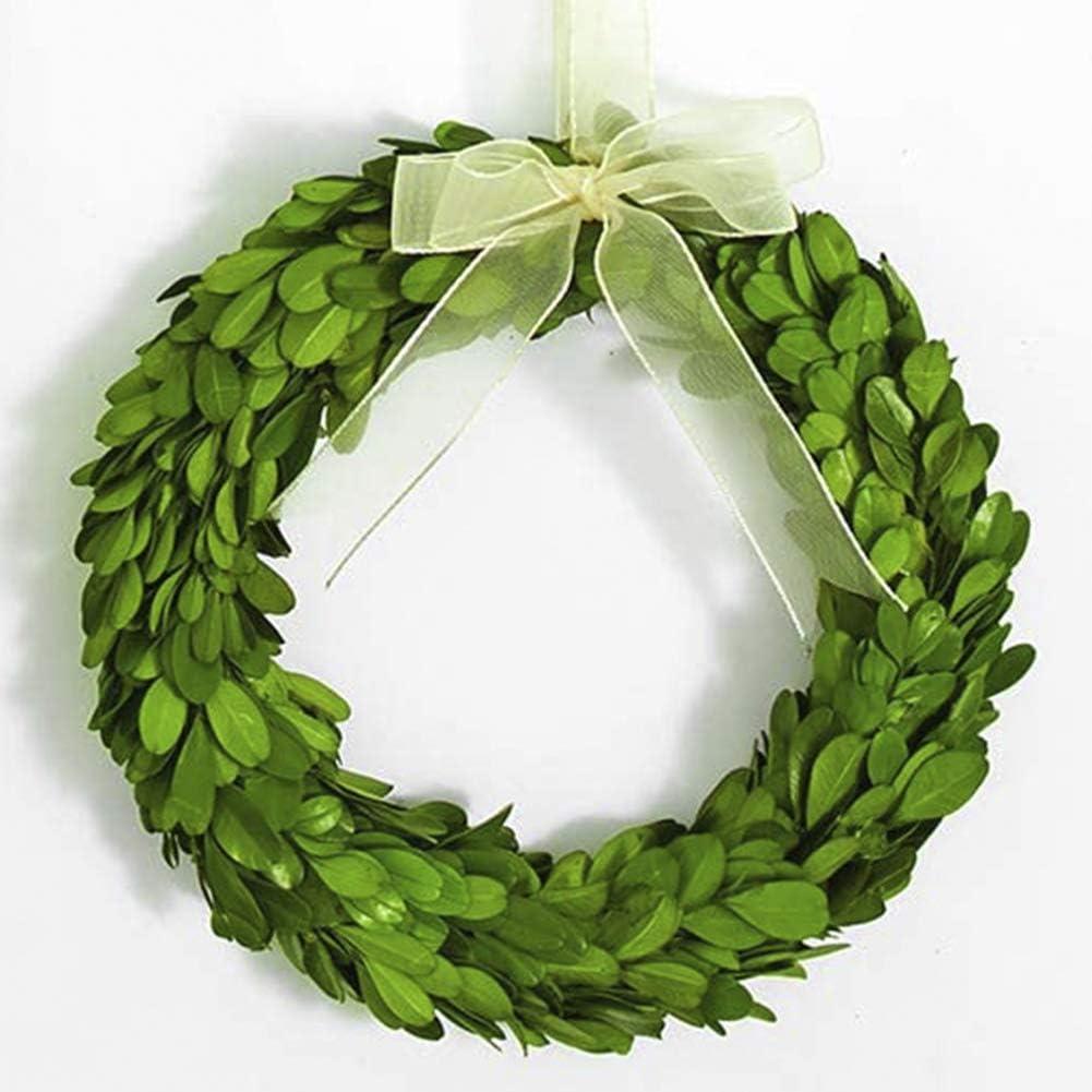 Boxwood Wreath 10" Mini Country Manor Wreath with Silk Ribbon Green Decor for Home, Farmhouse - All Seasons Wreath Christmas Wreath