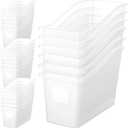 Suzile 24 Pcs Interlocking Plastic Book Bins Bulk, Clear