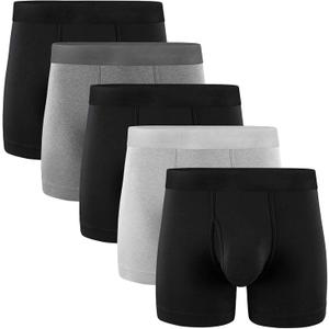 5Mayi Men's Underwear Boxer Briefs Cotton Regular Long Mens Boxer Briefs Underwear Men Pack (Medium, A2: 5 Pack Mens Boxer Briefs)