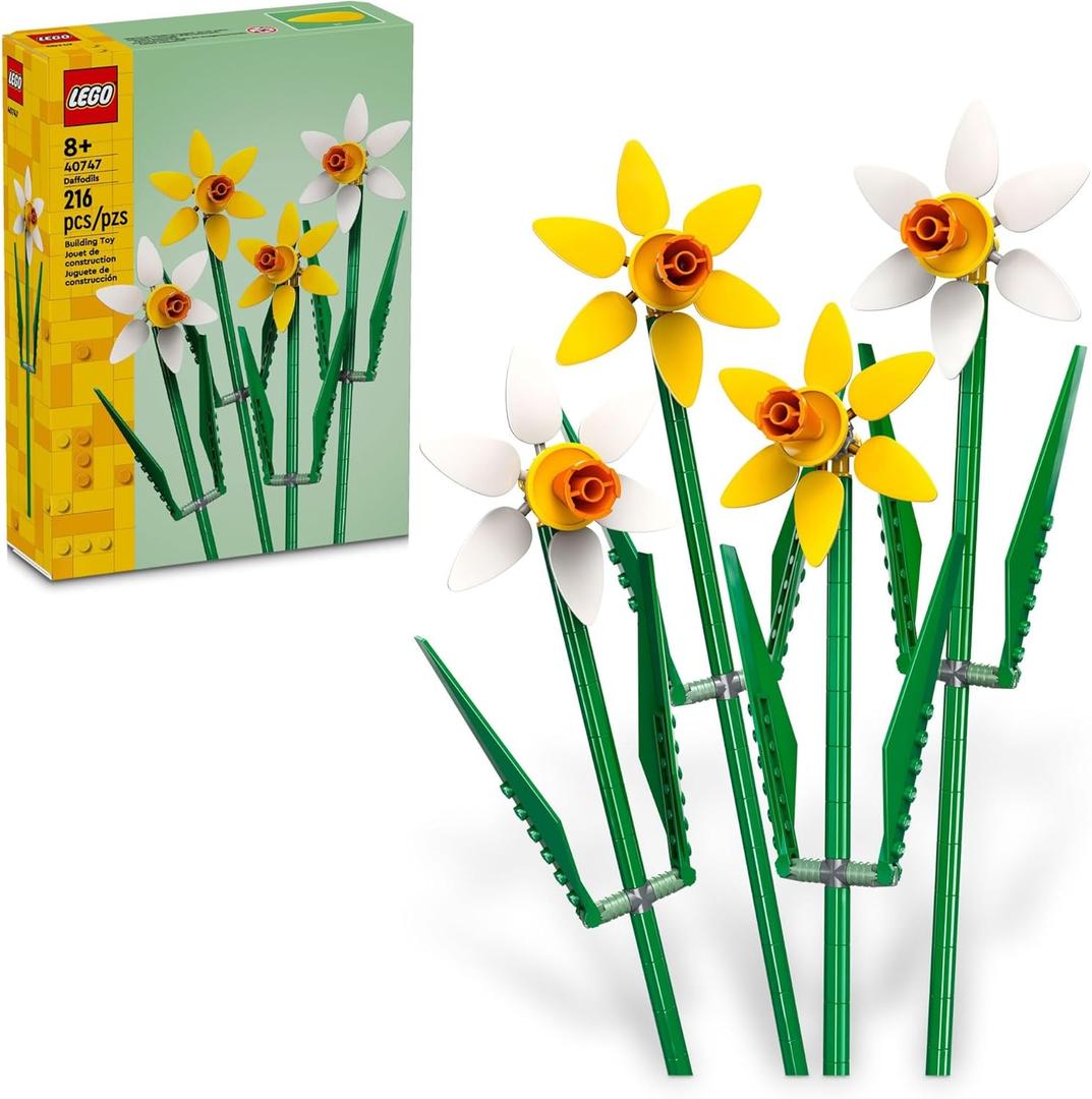 LEGO Daffodils - Building Toy for Kids, Girls and Boys, Ages 8+ - Birthday Gift for Kids - Artificial Daffodil for Bedroom Decor and Display - 40747