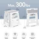 Delxo 13" Folding Step Stool for Kids and Adults, Non-Slip Foldable Step Stools with Handle,Plastic Portable Folding Stool for Bathroom,Bedroom,Kitchen,Hold up to 300lbs White