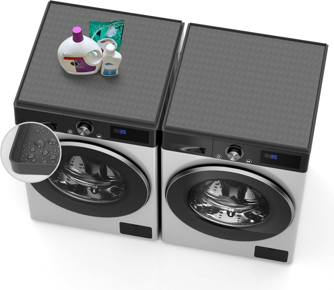 2 PCS Washer and Dryer Top Protector Mat, 23.6" x 19.7" Silicone Washer and Dryer Covers for the Top, Non-slip Waterproof Washing Machine and Dryer Top Protector Cover for Kitchen Laundry Room
