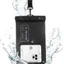 Pelican Marine - IP68 Waterproof Phone Pouch/Case (XL Size) - Floating Waterproof Phone Case for iPhone 14 Pro Max/ 13 Pro Max/ 12 Pro Max/ 11/ S23 Ultra/Pixel 7- Detachable Lanyard - Black