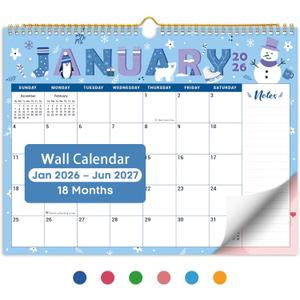 2026 Calendar,18-Month Wall Calendar Runs from Jan 2026 to Jun 2027, 11.5" x 14.7", Large Monthly Calendar with Twin-Wire Binding, Perfect for Home or Office - Seasonal