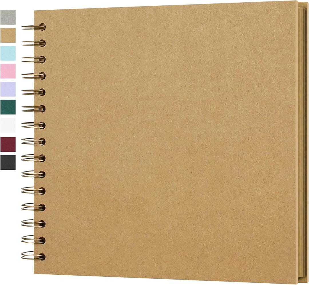 8 x 8 Inch DIY Scrapbook Photo Album Hardcover Kraft Blank Page Acid-Free 40 Pages (20 Sheets) Memory Book for Wedding Anniversaries Family Baby Memories Small Scrapbooking Projects, Yellow