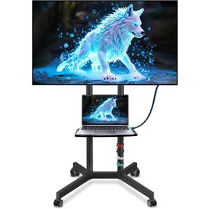 neothm Solid Grace Rolling TV Stand with Wheels for 32-75 Inch TVs up to 88lbs, Portable TV Stand with Shelf, Mobile TV Cart for Living Room, Office, Meeting Room, OutdoorMT2007 Upgrade Version