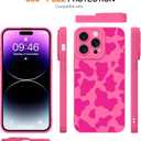 Case for iPhone 14 Pro Max Case Cow Print Pattern Hot Pink Design Tire Texture Non-Slip + Soft TPU Bumper Anti-Slip Ultra Thin Cover Protective Shockproof Case for iPhone 14 Pro Max