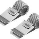 PATIKIL 2Pcs Pen Holder Clips, Metal Pen Clip Holder Adjustable Loop Pen Pencil Organizer with Single Spring Loop for Notebook, Clipboard, Silver Tone