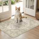 Washable Runner Rug 2.6x10 Runners for Hallways, Ultra-Thin Carpet Runners for Entryway Anti Slip Backing Runner Rugs for Kitchen Laundry Room Indoor Hallway (Ivory/Beige)