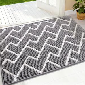 OLANLY Front Door Mat, Non-Slip Rubber Backing, Dirt Resistant and Absorbent, Washable, Easy to Clean Low-Profile Indoor Doormat for Back Door, Entryway, Inside Entrance, 32x20, Grey