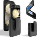 Ailiber for Samsung Galaxy Z Flip5 Case, Galaxy Z Flip 5 Phone Case Holster with Back Screen Protector, Swivel Belt Clip, Kickstand Holder, Full Body Shockproof Shell Cover for Samsung Z Flip5-Black