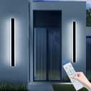 2 Pack 31.4inch Modern Outdoor LED Wall Sconces, Dimmable 3000K-6000K with Remote Control, IP65 Waterproof Black Aluminium Long Exterior Wall Light Fixture for Porch, Patio, Garage, Yard