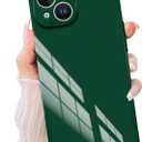 Compatible with iPhone 15 Case Rectangle for Women Men, Soft TPU Shockproof Full Lens Protection, Works with Magnetic Wireless Charging Cover Phone Case for iPhone 15 Green
