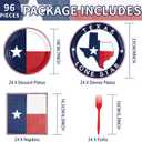 96Pcs Texas State Flag Party Decorations Texas State Theme Party Disposable Paper Plates Napkins Tableware Set Texas State National Decorations Favors for Birthday Family Gathering Supplies Serves 24