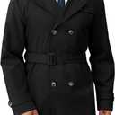 Runcati Men's Trench Coat Double Breasted Notched Lapel Long Jacket Belted Windbreaker Casual Slim Fit Overcoat M