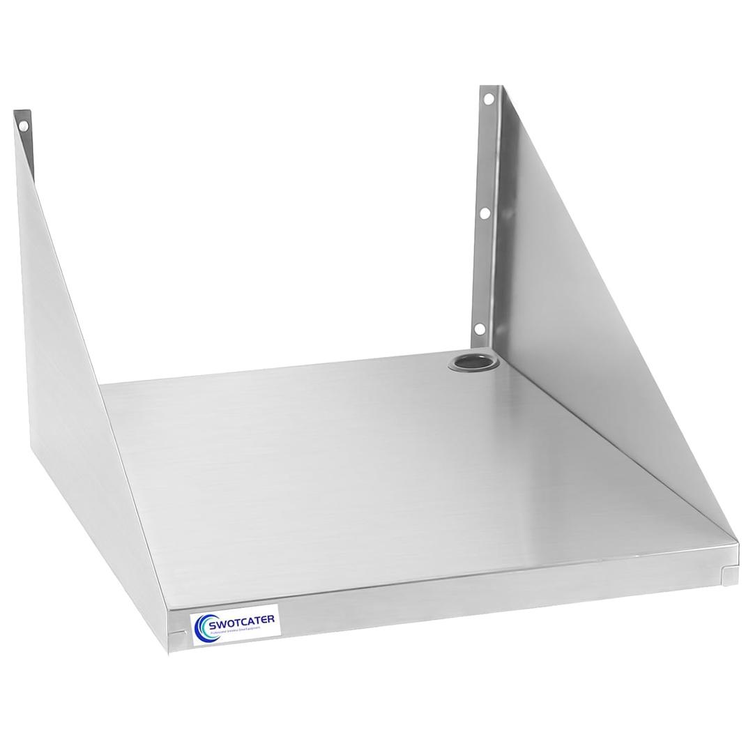 Stainless Steel Microwave Shelf, 24"x24" 220 lb Metal Appliance Wall Mount Shelf for Commercial Restaurant, Kitchen, Garage and Utility Room