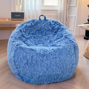 XeGe Comfy Bean Bag Cover (No Filler), Fluffy Stuffed Animal Storage Bean Bag Chair Cover for Bedroom, Furry Fuzzy Big Bean Bag Cover Adults Teens Girls, Anti-slip, Ombre Cobalt Blue (Large(38"x38"x40"))