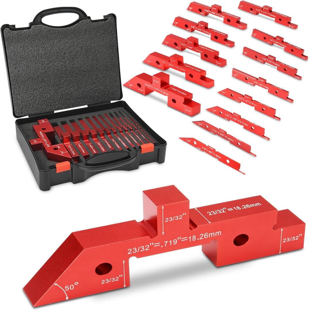 Table Setup Blocks for Woodworking, 14pcs Aluminum Alloy Precision Set up Bars, Precision Height, Depth, Angle & Fence Alignment Gauge Set - Router and Saw Accessories with Storage Case Table Setup Blocks for Woodworking, 14pcs Aluminum Alloy Precision Set up Bars, Precision Height, Depth, Angle & Fence Alignment Gauge Set - Router and Saw Accessories with Storage Case