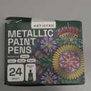 ARTISTRO 24 Metallic Markers with Medium Tip, Acrylic, Pre-Activated Pens for Kids & Adults, Metallic Markers for Black Paper, Rocks