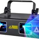 DJ Lights Party Lights, Gruolin RGB Full Color Laser Stage Light Music Sound Activated & DMX Control Patterns Projector, Perfect for Party Disco Bar Club Stage & DJ Lighting (Remote Version)