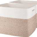 OIAHOMY Storage baskets for Shelf, Toy Storage Basket, Collapsible Storage Bins, Blanket Basket Living Room, Closet Storage for Bedroom, 16.5 x 13 x 12 Inches-Pack of 2-Brown