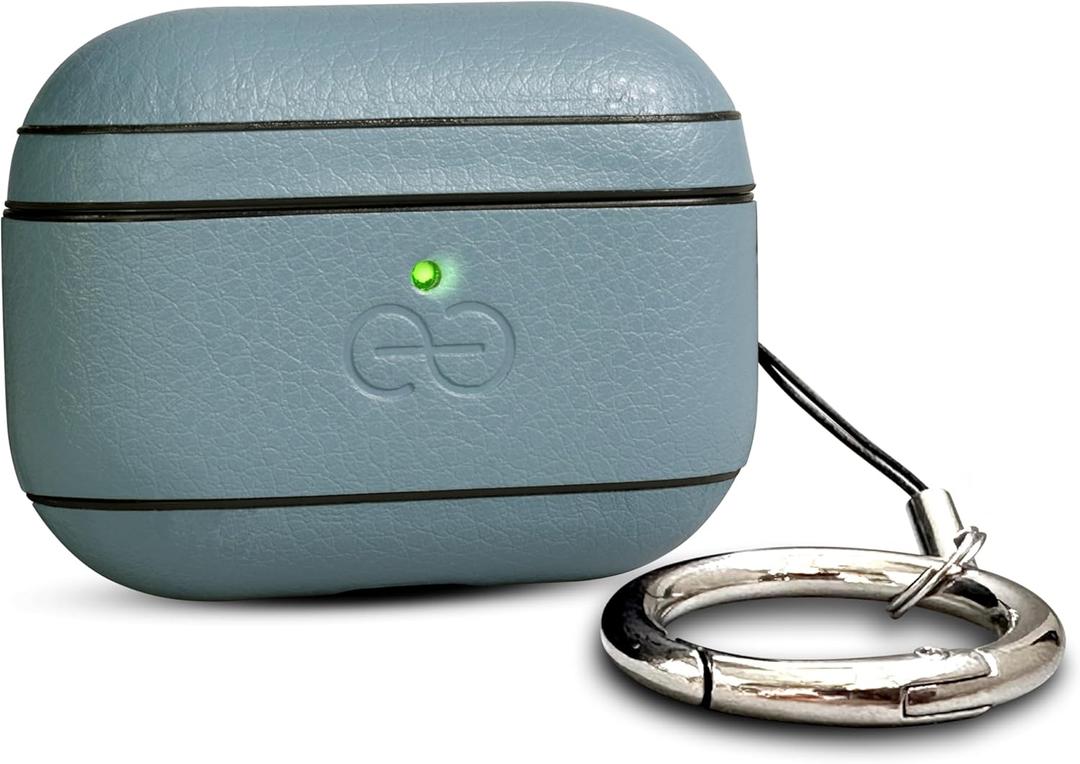 Dreem Vegan Leather AirPods Pro 3 Case Cover, Keychain Carabiner Clip, for Apple AirPods Pro 3 Case, Leather + Protective Hard Plastic Shell, MagSafe OK, with Reveal Motion Effect [Om:Slate]