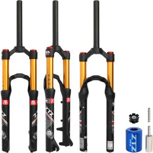 20/24 inch Bike Suspension Air Fork-120/140mm Travel, 100mm Hub Spacing, 1-1/8" Straight Tube Manual Lockout QR 9mm MTB Front Forks, Max 2.5" Tires