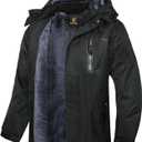 Keevoom Mens Winter Jackets Ski Snow Coats Warm Waterproof Hooded Raincoats Snowboarding Windproof Lined Windbreaker (Medium, Black)