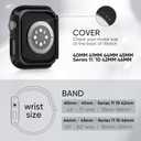 Thin Slim Band and Case Compatible for Apple Watch Bands Women Men 40mm 44mm 42mm 46mm 41mm 45mm, Silicone Sport Strap Cover and Screen Protector for iWatch Series 11/10/9/8/7/6/5/4/SE 3 (Black)