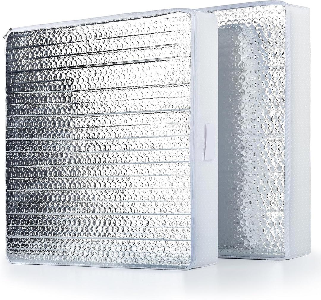 RV Vent Insulator 14x14x3, 2 Piece Universal Skylight Cover with Reflective SurfaceReduce Heat Transfer & Increase A/C Efficiency - Fits Standard 14 Travel Trailer/RV Roof Vents