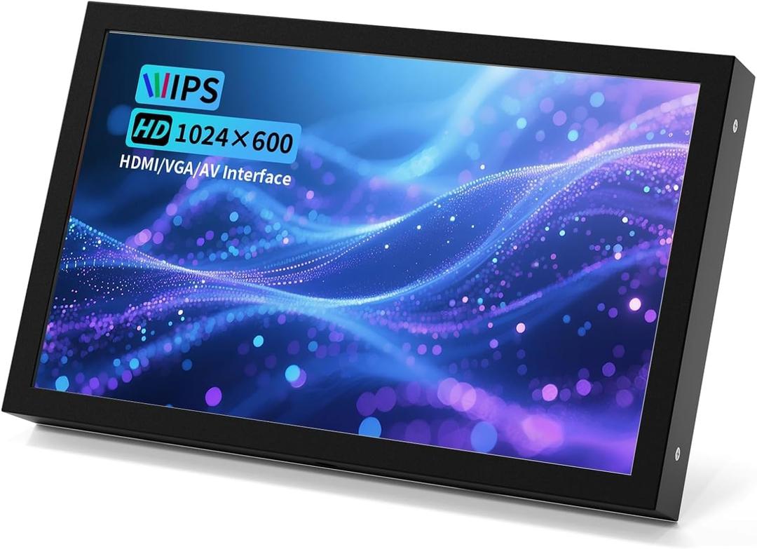 Mini Monitor 7 Inch Screen HDMI, VGA, AV, BNC, 1024  600 Small IPS Screen with Built-in Speakers, 178 Viewing Angle LCD Portable Monitor for PC/TV/DVD/CVBS (7 inch - Non Touch)