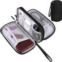Universal Cable Organizer - Electronics Accessories Bag for Charger, Phone, Memory Card - Travel Gadget Bag - Black (Double Layer - Black)