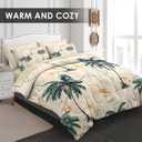 Pamnest Comforter Set Queen Size, Tropical Botanical Palm Summer 7 Pcs Bedding for Kids and Adults, Hawaiian Coconut Tree Bed Sheet Sets with Fitted Sheet 2 Pillowcase & 2 Sham for Bedroom Bed Decor