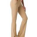 AFITNE Women's Flare Leggings Yoga Pants with Pockets High Waisted Tummy Control Workout Casual Flared Bootcut Wide Leg Pants 30" Khaki S